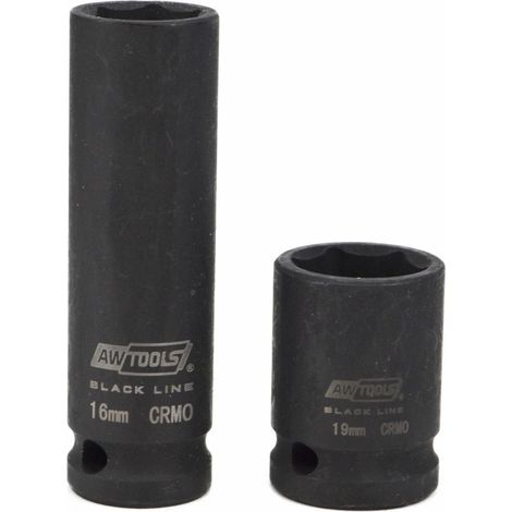 AWTOOLS Stecknüsse 20 Teile Schwarz 1/2"