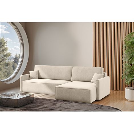 Ecksofa Schlafsofa Sofa LOUIS Stoff Salvador Beige Ottomane Rechts (1/4)
