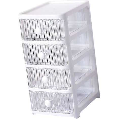 Schreibtisch-Aufbewahrungsbox mit Schubladen, mehrlagig, transparent, multifunktional, faltbar, Schreibtisch-Organizer für Zuhause, Schlafzimmer, Büro, 4-lagig (1/5)