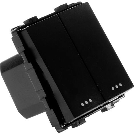 IluminaShop - Interruptor Empotrable Doble Negro Conmutado Serie Modern