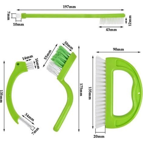 4-teiliges Reinigungsbürsten-Set, Fugenreinigungswerkzeuge, Fugenbürste mit rutschfestem Griff, Geschirrreinigungsbürsten mit Nylonborsten für Küche, Bad (1/3)