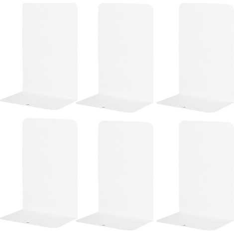 Lot de 6 Serre-Livres Blancs 20.3x10.2x13.5cm, Cale Livre Minimaliste avec Base Antidérapante, Séparateurs de Livres Robustes pour Bureau et École, Blanc (1/5)