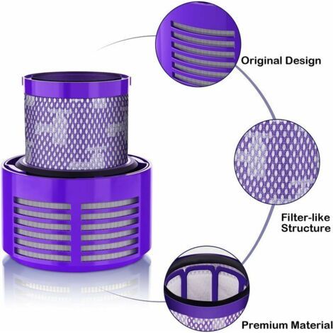 NALOOKAMIC 2 Pack Filtre pour Dyson V10 SV12 Series,Motorhead Aspirateur sans Fil Remplacer DY-969082-01,V10 Filtre Compatible pour Dyson Cyclone V10 Absolute, Animal, Total Clean-- (1/2)
