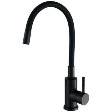 Robinet Cuisine Flexible Robinet avec 2 Types de Jets, Mitigeur Cuisine Rabattable, Flexible Mitigeur Evier avec Eau Chaude et Froide (Noir)