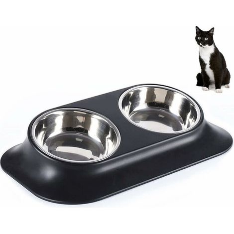 Cat bowl, protects the cervical spine, 15° inclined double bowl for cats and dogs, non-slip and spill-proof, suitable for pets and cats (1/5)