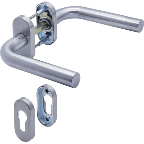 1 - Poignée de porte - Acier inoxydable - Pour portail et porte profilée - Résistant à la corrosion - Intérieur et extérieur - Argenté - 47-80 cm (1/5)