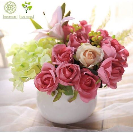 Roses Artificielles - Diamètre 6 cm - Longueur 50 cm - Tige Métallique Gainée - Pour Décoration Intérieure Et Mariage - 10 Pièces (1/5)