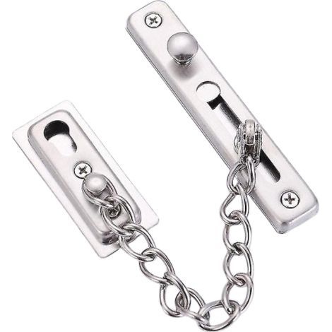 Verrou de porte de sécurité à bouton-poussoir à ressort, chaîne de porte en acier inoxydable pour une protection accrue de votre vie privée, installation facile sur différents types de portes-AquaForg (1/5)