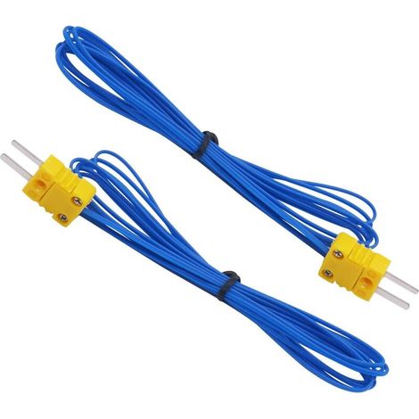 Set di 2 sonde di temperatura a termocoppia tipo K con mini-connettore, campo di misura: da -50 a 250 °C, cavo da 2 metri. (1/3)