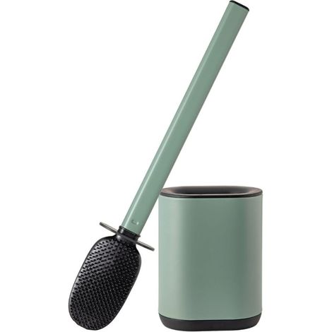 Flexible Stainless Steel Toilet Brush, Wall or Floor, Green (1/5)
