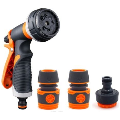 QORVA-Pistolet pulvérisateur de jardin, 8 modes d'arrosage, pulvérisateur de jardin avec tuyau de 1/2'', pistolet pulvérisateur de jardin haute pression (1/5)