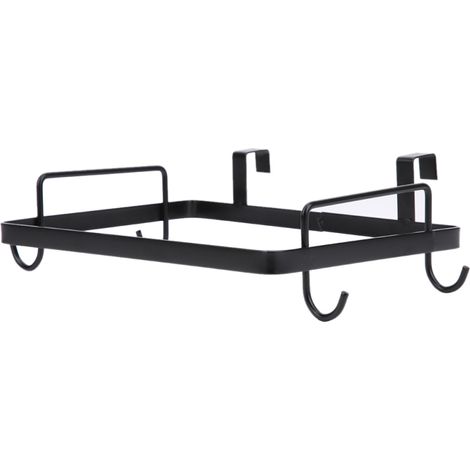 Estante colgante de hierro negro para bolsas de basura, accesorio de cocina.