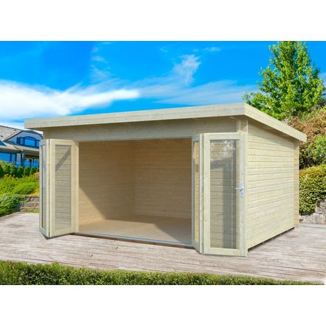 Abri de jardin en bois Lea 14,2 m2 Bifold Naturel (1/4)