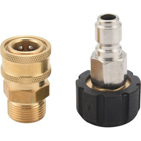 2pcs Adaptateur de Nettoyeur Haute Pression M22 Mâle M22-14 à 1/4" Adaptateurs de Tuyau Nettoyeur Haute Pression Accessoires pour Raccord de Pistolet de Pulvérisation 5000PSI-DELKEVIC