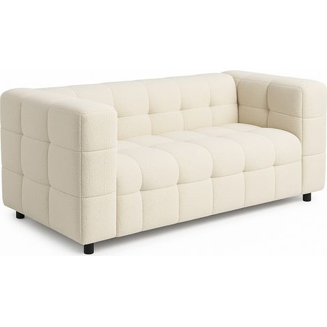 AMANCE gepolstertes gerades 2-Sitzer-Sofa in beigem Bouclé-Stoff (1/5)