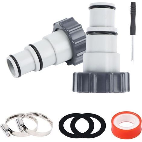 2 pièces Adaptateur de tuyau de piscine de rechange pour pompe Intex A, raccord pour tuyau de 32 mm et 38 mm (1/3)