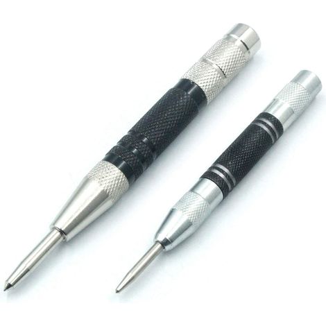 2 punzones automáticos, acero negro, tensión ajustable, martillo no incluido, metal y madera. (1/5)