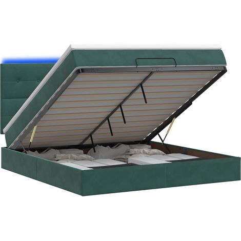 Maison Exclusive - Lit coffre avec matelas et LED Vert foncé 180 x 200 cm Velours (1/5)