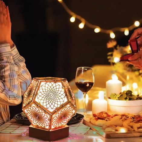 Lampe d'ambiance pour sol de Bohème, starlight LED, lampe de camping squelette (1/4)
