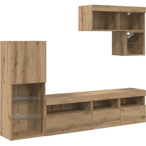 Unidades de pared para TV 6 pcs Roble artesanal vidaXL (1/5)