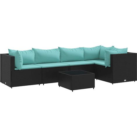 Maison Exclusive - Set Mobili da Giardino 6 pz con Cuscini in Polyrattan Nero