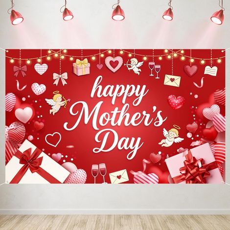 "Happy Mother's Day" banner, Mother's Day decorations, ideal for decorating a stage backdrop or outdoor space. Colorful and easy to hang. (1/5)