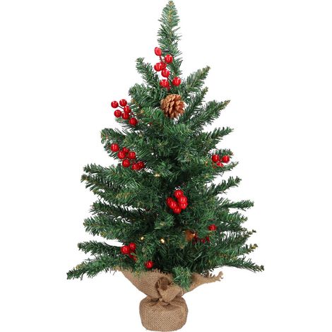 Árbol de Navidad artificial "Ponak" con 20 LEDs (2,25W 3000K 4,5V) IP20 Ø35x60cm color verde rojo y marrón (1/5)