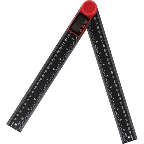 Règle d'angle numérique 2 en 1 en plastique léger et pratique, noir, 300 mm (1/5)
