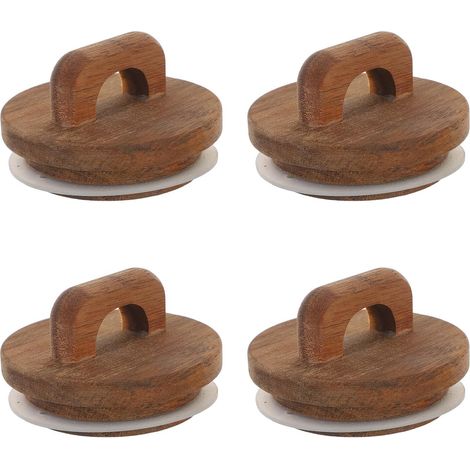 Lot de 4 couvercles à large ouverture en bois d'acacia avec joint en silicone et poignée, hermétiques et réutilisables, pour bocaux en verre, pour la conservation des aliments en cuisine. (1/5)