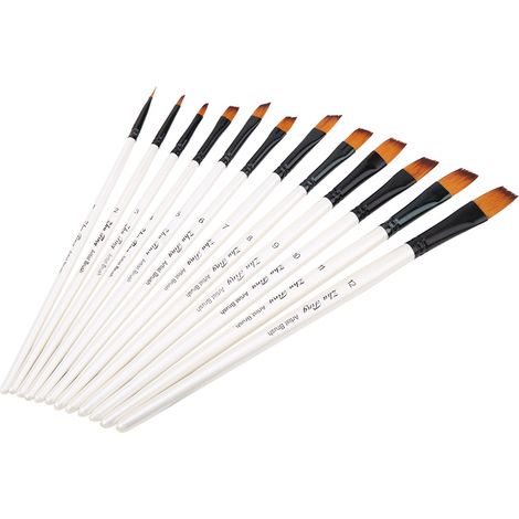 Ensemble de 12 pinceaux pour peinture - Outils artistiques pour gouache, aquarelle et peinture à l'huile (02) (1/5)