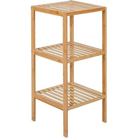 Étagère en Bambou, 3 tablettes, Couleur Bois
