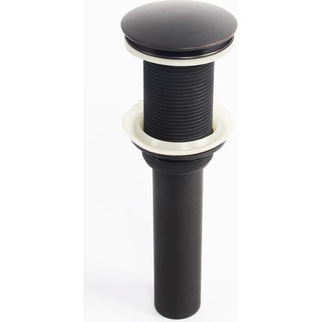 Bon de Vidange à Bouton-Poussoir avec Débordement - Mécanisme Pop-Up en Laiton Noir Universel - pour Évier de Cuisine ou Salle de Bain (1/2)