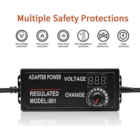 Alimentation Universelle 3V - 24V 3A Adaptateur Secteur Réglable AC/DC Chargeur Universel avec Indicateur De Tension LED pour 3V - 24V Appareils Ménagers Éclairage LED Moteur DC DVD (1/5)
