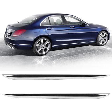 15-18 Mercedes-Benz Classe C W205, version standard avant restylage, baguettes décoratives de pare-chocs arrière (paire de baguettes chromées), 205 885 0521/0621 (1/5)