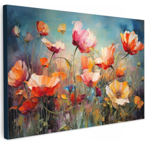TABLEAU SUR TOILE Fleurs - Aquarelle - Art - Botanique - Nature Toile Peinture Grand Format XXL 150x100 cm