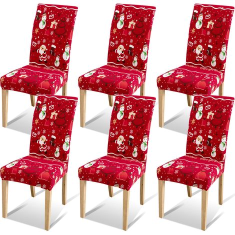 TolleTour Stuhlhussen Weihnachten Stretch Rot Weihnachtsmotive 6 Stück (1/5)