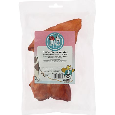 Lov&Ed Rinderohren smoked, 2 Stück - natürliches Kauprodukt für Hunde