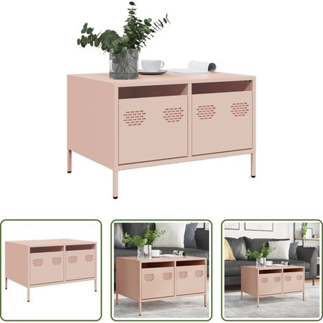 Meuble tv industriel -  Meuble TV rose 68x50x43,5 cm acier laminé à froid (1/5)