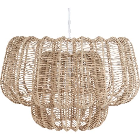 Lámpara colgante de cuerda de papel estilo boho en color beige Saisi