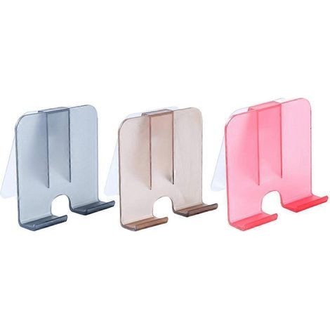 Set mit 3 wandmontierten Handyhaltern, kreative und selbstklebende Aufbewahrungsregale für Handys – 8 x 8 cm (1/4)