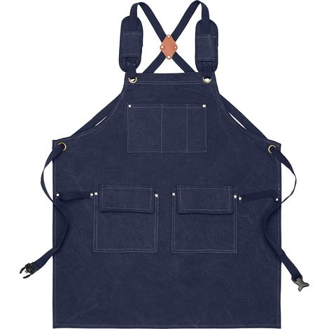 Tablier de Travail, Accessoires de Cuisine et Outils Imperméables et Réglables, Tablier en Toile de Travail avec Poche et Bretelles Croisées, pour la Cuisine la Cuisson le Barbecue et la Fête (1/5)