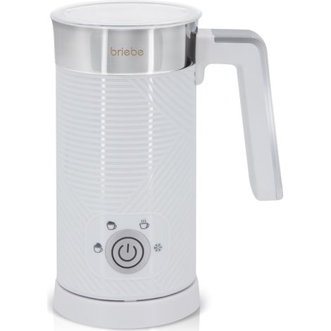 Briebe MF1172WHT Elegance Mousseur à Lait Électrique, Réchauffeur Mousseur Froid/Chauffant 130ml 500W Blanc