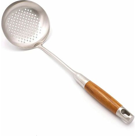 Open ladle for wok with wooden handle 304 stainless steel
