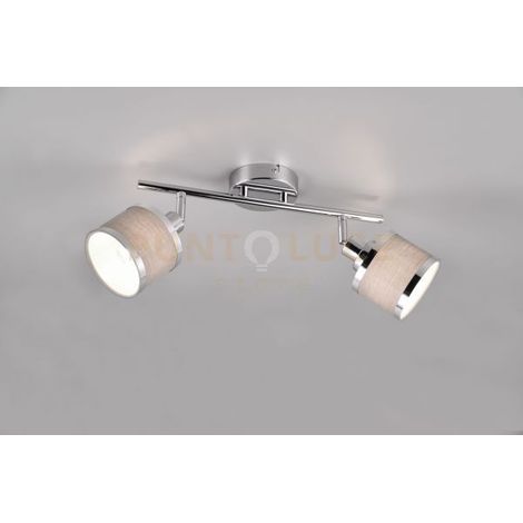 AROSA BARRA 2 SPOTS METALLO CROMATO CON PARALUME GRIGIO L. 53CM 2 LUCI ATTACCO E14