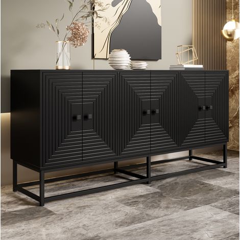 Meuble de rangement noir mat à 3 compartiments doubles, 160 x 38 x 75,5 cm, 40 kg DESVIAE (1/5)