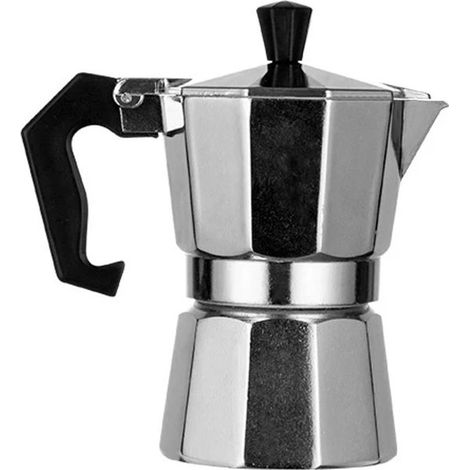 Cafetera Moka clásica de 3 tazas (150 ml), cafetera espresso de aluminio plateado para estufa, prepara un delicioso café fácilmente en casa (1/5)