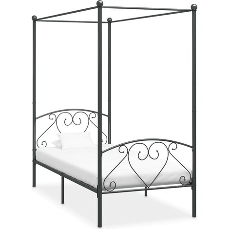 Bed Frame Grey Metal Double Durable Bed Frame Rectangular vidaXL (1/5)