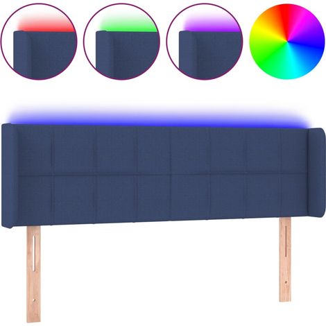 Maison Exclusive - Testiera a LED Blu 147x16x78/88 cm in Tessuto (1/5)