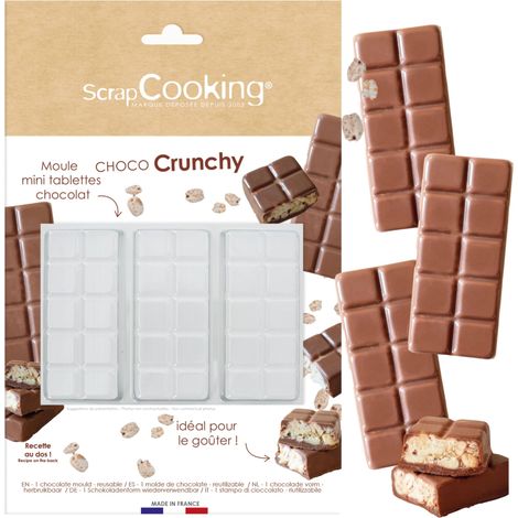 Moule 3 Mini Tablettes « Crunchy » - Pour Barres de Céréales Fourrées - Moule Épais Transparent Réutilisable - En Plastique Recyclé - Pâtisserie (1/5)
