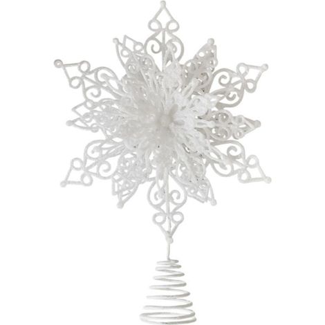 White Shimmer Snowflake Tree Topper